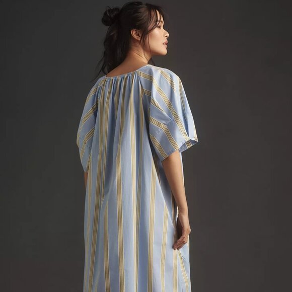 Anthropologie Maeve Short-Sleeve Crossover V-Neck Midi Dress Medium Worn 1 Time - Picture 2 of 14